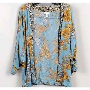 Anthropologie Andersen & Lauth Kimono Topper One Size Floral/Animal Print Flowy